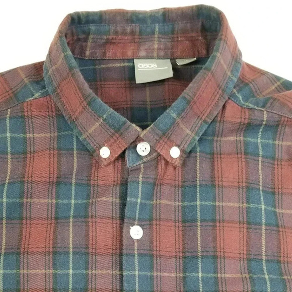 Asos Button Down Flannel Long Sleeve Plaid Shirt - Picture 5 of 6
